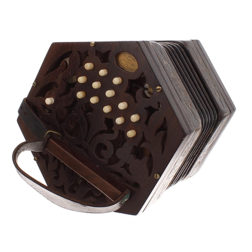 1611 - Good and rare early C. Jefferies three row Anglo concertina in modern pitch (G & D), with steel ... 