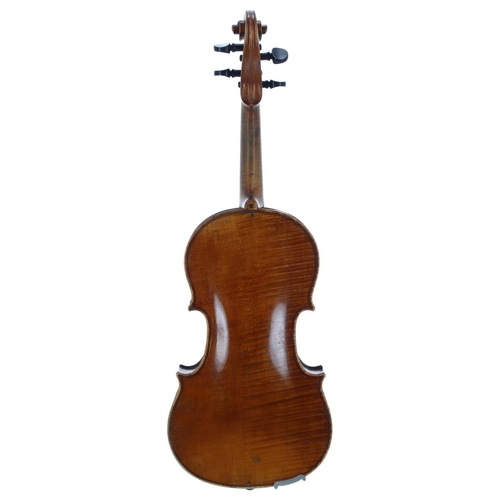 2402 - Good late 18th/early 19th century French violin possibly by Charles Thouvenel, unlabelled, the one p... 