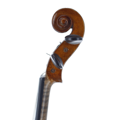 2405 - German violin by and labelled Hormann Schlosser, Geigenmacher in Erlbach.'Gesotzhch Geschutzt', the ... 