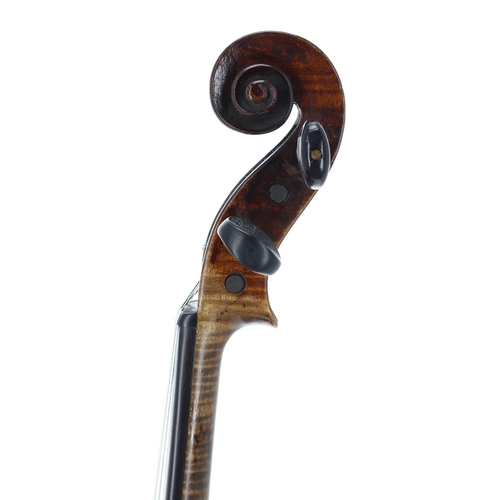 2408 - German violin by and labelled Heinrich Schwarz, Geigenmacher, Leipzig, 1894., 14 1/8