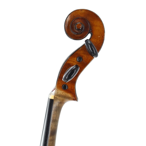 2419 - Good French violin circa 1900 labelled Anton Hoffmann, 1784, the two piece back of faint medium curl... 