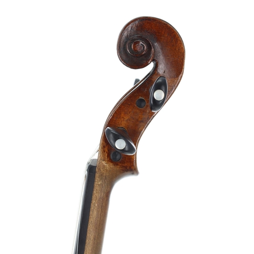 2434 - Interesting early 19th century violin bearing the original neck and scroll, the one piece back of ve... 