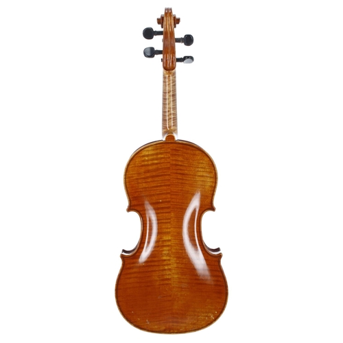 2440 - Good French violin labelled Leon Mougenot Gauche, ex-Ouvrier des les Maisons de Brussels, Lyon, Pari... 