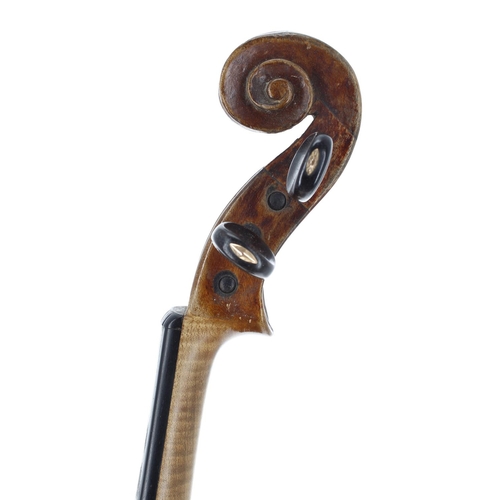 2445 - Interesting 19th century German violin labelled Laurentius Storioni..., the one piece back of plaini... 