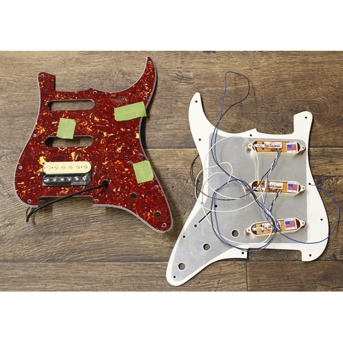 1322 - Set of three Bill Lawrence L45-S single coil pickups with three-ply white Strat guard; together with... 