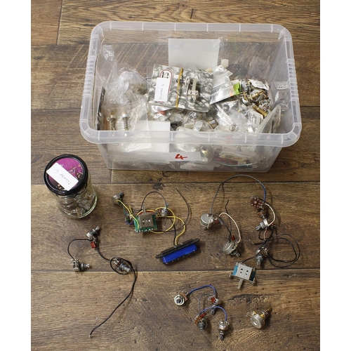 1345 - Good selection of guitar electronics including wiring and potentiometers, some Gibson and many CTS e... 