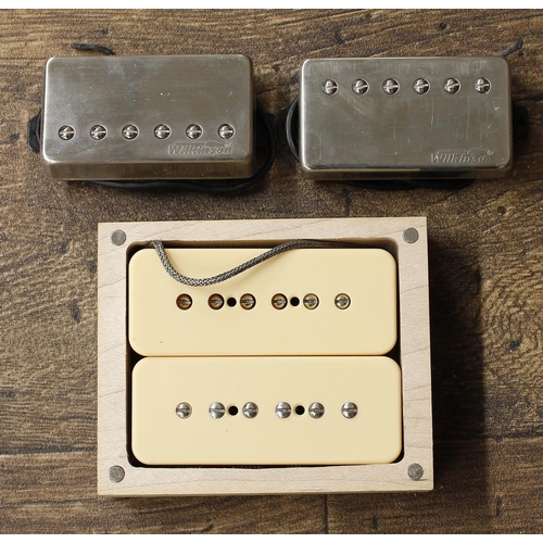 1362 - Pair of Homeland P90 guitar pickups; together with a pair of Wilkinson humbucker guitar pickups... 