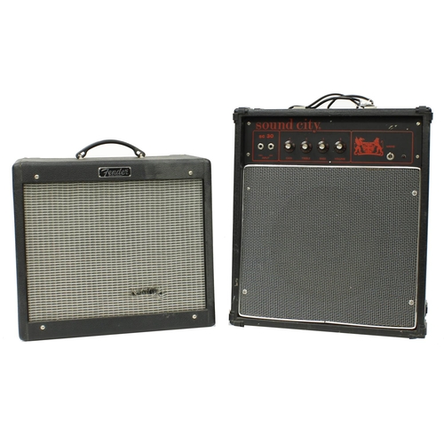 941 - Fender Blues-Junior III guitar amplifier (rip to front grille); together with a Sound City SC30 guit... 