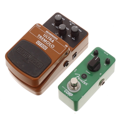 1160 - Fender Micro Comp mini guitar pedal; together with a Behringer UT300 Ultra Tremolo guitar pedal*Plea... 