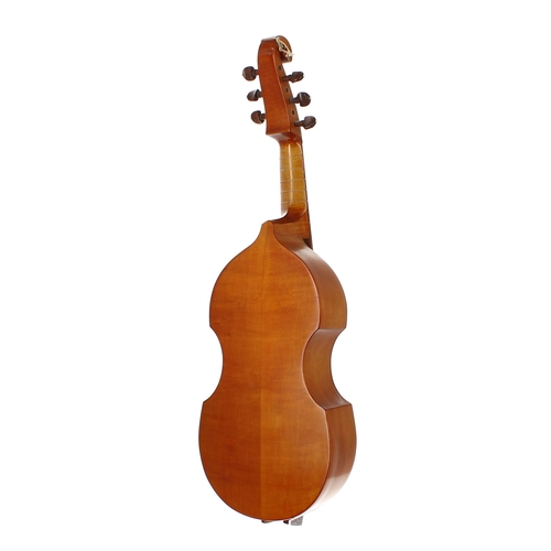 1701 - Treble viola da gamba by and labelled Wolfgang Uebel, Celle, 1974, open scroll, length of body 16 1/... 