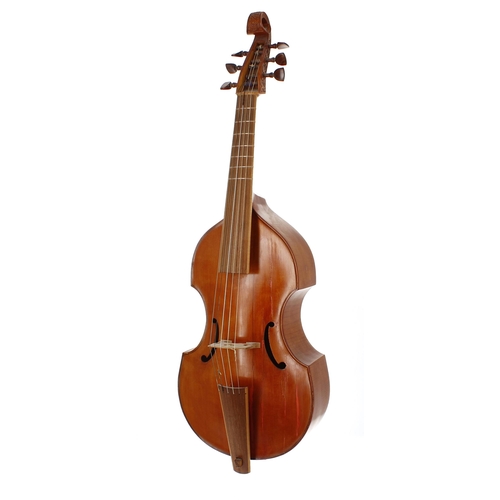 1702 - Tenor viola da gamba by and labelled Wolfgang Uebel, Celle, circa 1974, the peg box and open scroll ... 