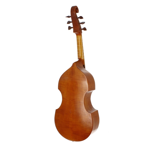 1702 - Tenor viola da gamba by and labelled Wolfgang Uebel, Celle, circa 1974, the peg box and open scroll ... 