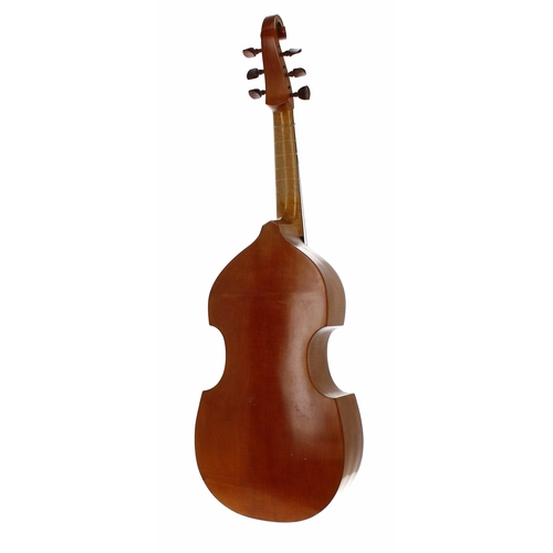 1703 - Bass viola da gamba by Wolfgang Ueble, circa 1970, unlabelled, the table with inset fretted wooden r... 