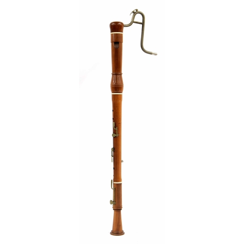 1709 - Baroque style bass recorder by Moeck, Celle, circa 1970, with three nickel keys, nickel crook... 