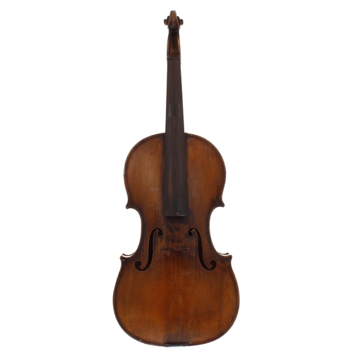 2056 - English violin by and labelled J. Rathbone, March 1953, 14 1/8