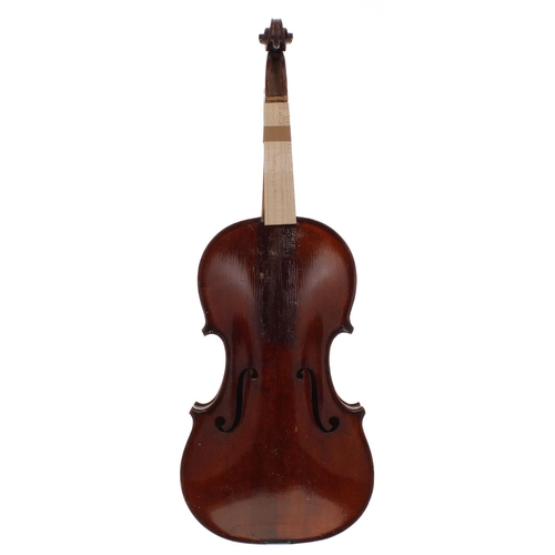 2056 - English violin by and labelled J. Rathbone, March 1953, 14 1/8