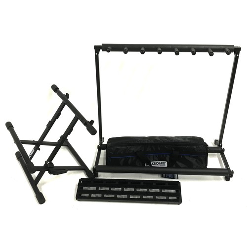 1168 - Rockboard by Warwick pedal board with gig bag; together with a Boss guitar amplifier stand and a sev... 