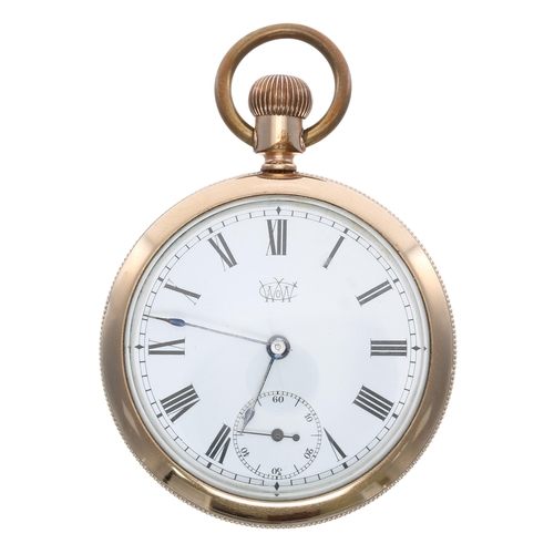 519 - Waterbury Watch Co. 10ct duplex pocket watch, signed patented movement, no. 803785, signed dial with... 