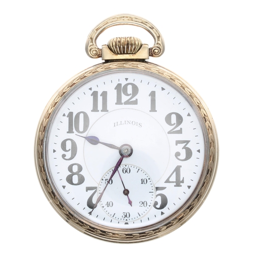 525 - Illinois Watch Co. 'Bunn Special' 10k rolled gold lever set pocket watch, circa 1924, signed 21 jewe... 