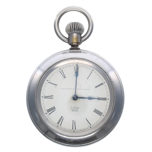 526 - Waterbury Watch Co. Series E nickel cased pocket watch, the movement with cap, signed dial, within a... 