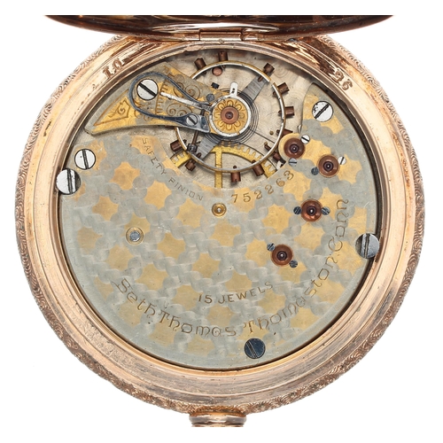 530 - Seth Thomas gold plated lever set hunter pocket watch, circa 1895, signed 15 jewel movement, no. 752... 