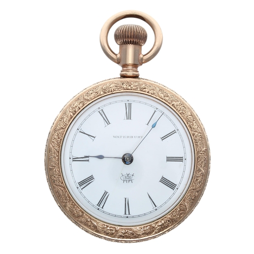 539 - Waterbury Watch Co. Series N duplex gold plated fob watch, signed movement and dial, within an engra... 