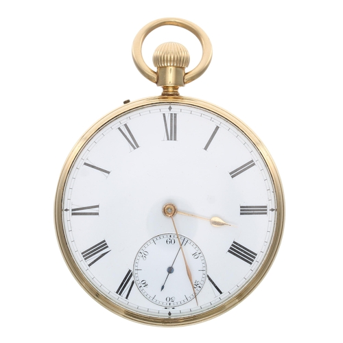 568 - George V 18ct pocket watch, London 1927, the free sprung gilt three quarter plate fusee lever moveme... 