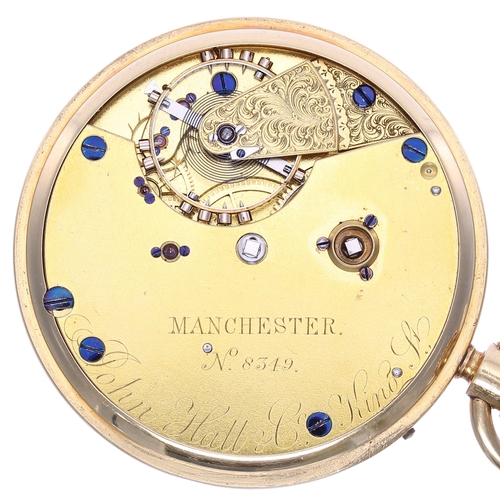 568 - George V 18ct pocket watch, London 1927, the free sprung gilt three quarter plate fusee lever moveme... 