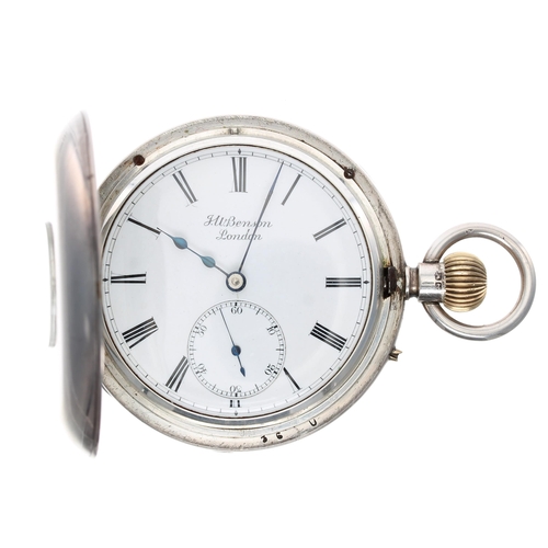 572 - J.W. Benson 'The Keyless Ludgate Watch' silver half hunter pocket watch, London 1891, the three quar... 