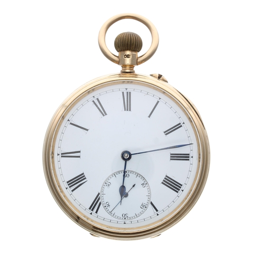 627 - Edwardian 18ct lever pocket watch, London 1903, gilt frosted movement signed H. Barron Clarke, Bosto... 