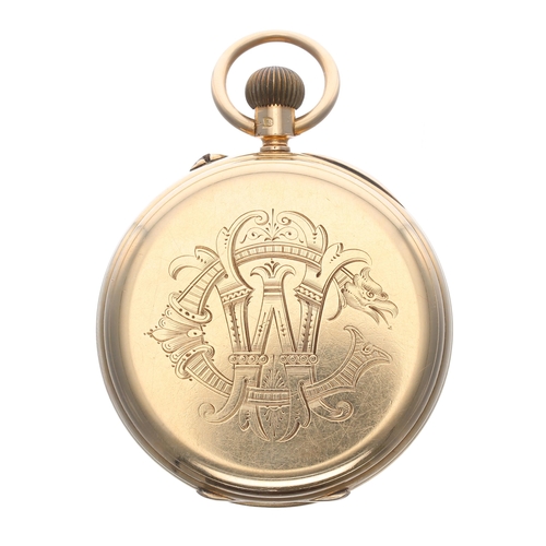 627 - Edwardian 18ct lever pocket watch, London 1903, gilt frosted movement signed H. Barron Clarke, Bosto... 