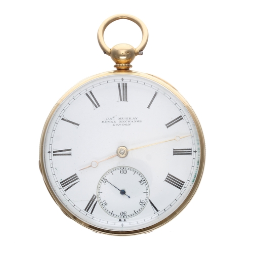 687 - James Murray Savage two-pin lever 18ct pocket watch, London 1839, the gilt frosted fusee movement si... 