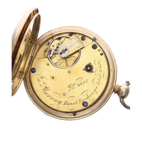 687 - James Murray Savage two-pin lever 18ct pocket watch, London 1839, the gilt frosted fusee movement si... 