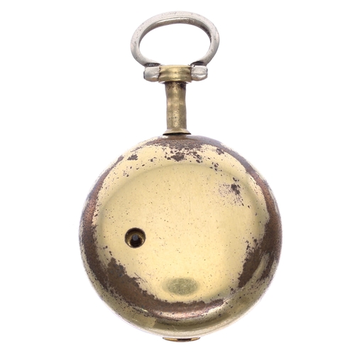 677 - 18th century gilt metal and tortoiseshell Turkish market triple cased verge pocket watch, the fusee ... 