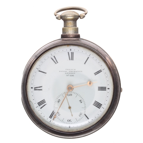 730 - Rare George III silver pair cased pocket chronometer by French, Royal Exchange, London, London 1810,... 