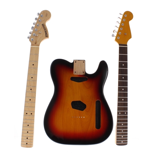 1316 - Generic sunburst finished T Type guitar body; together with a rosewood board S Type neck and a Starc... 