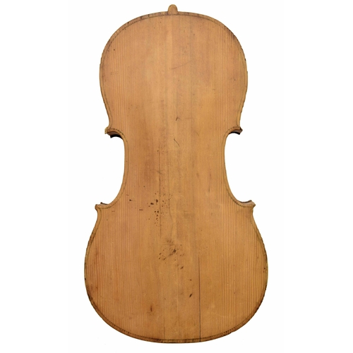 2504 - Old unvarnished violoncello body in need of restoration, 29 1/2