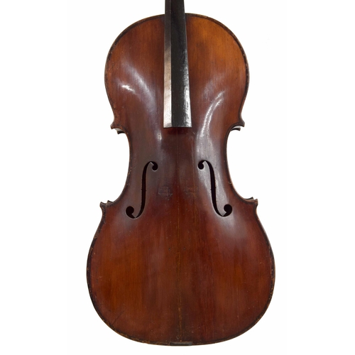 2505 - Late 19th century Mittenwald violoncello in need of restoration, 29 3/4