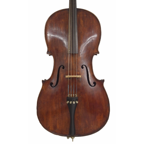 2506 - Neuner & Hornsteiner violoncello circa 1890, the two piece back of plainish wood with similar wo... 