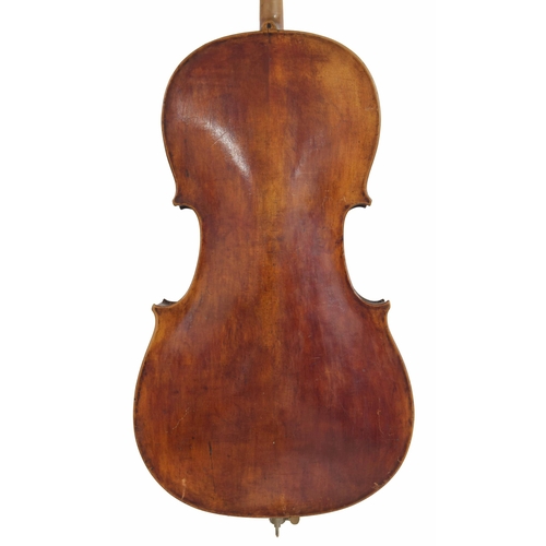 2506 - Neuner & Hornsteiner violoncello circa 1890, the two piece back of plainish wood with similar wo... 