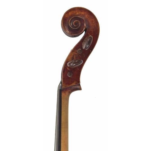 2506 - Neuner & Hornsteiner violoncello circa 1890, the two piece back of plainish wood with similar wo... 