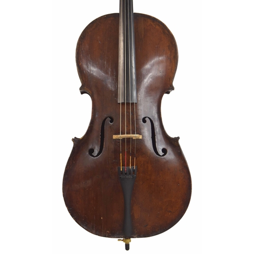 2510 - Interesting 18th century violoncello bearing a repairer's label dated 2017; also stamped faintly, po... 