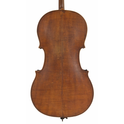 2514 - Late 19th century German violoncello in need of restoration and labelled George Kloz..., 28 3/4