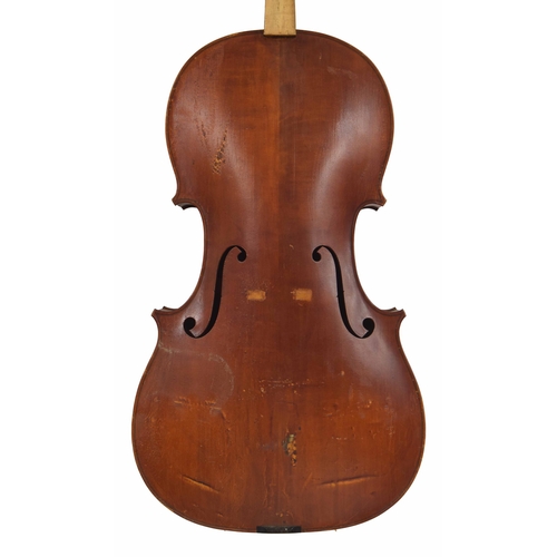 2515 - English violoncello in need of restoration by and labelled Jeffery J. Gilbert, Peterborough, Fecit, ... 