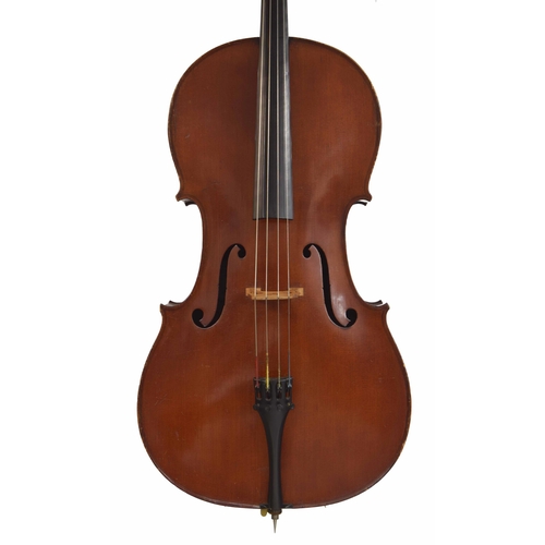 2517 - Good French violoncello by and labelled Lutherie Artistique N. Couturieux, the two piece back of med... 