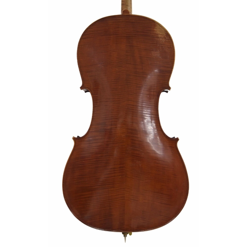 2517 - Good French violoncello by and labelled Lutherie Artistique N. Couturieux, the two piece back of med... 