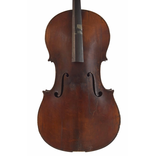 2519 - Interesting 19th century violoncello of the Paris School, the two piece back of faint medium curl wi... 