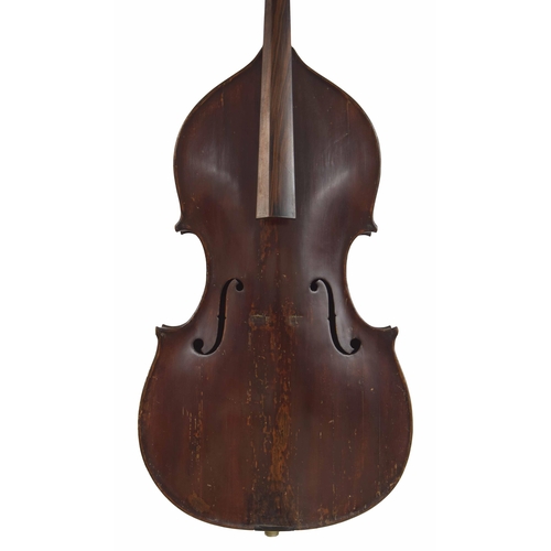 2520 - Old German quarter size child's double bass, back length 32