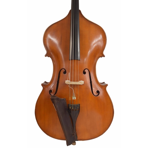 Good modern English double bass by and labelled Made by John Bedingfield, Westcliff on Sea, 1988, no. 4, back length 43.5", stop length 25", vibrating string length 42.5", soft case