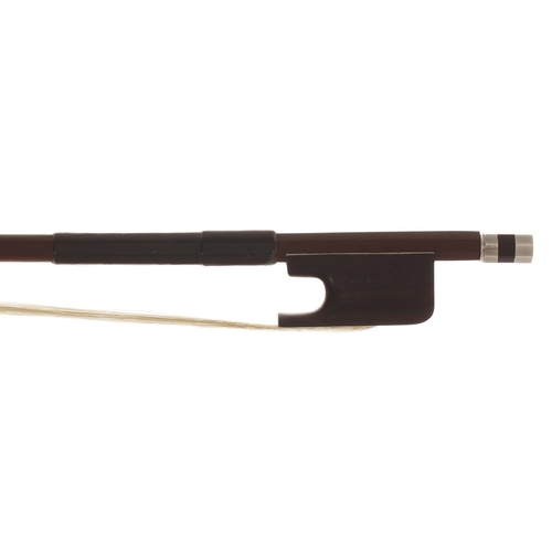 2227 - French nickel mounted violoncello bow possibly by Cuniot Hury, unstamped, the stick round, the ebony... 